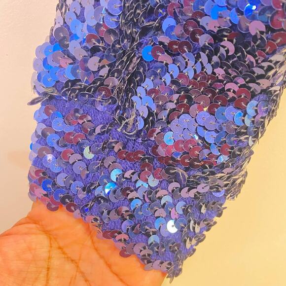 VTG Blue  Sequin Sweater  By Party Collectibles  Small Metallic Holiday Sparkle - Picture 8 of 10